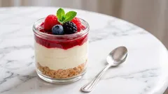 Cheesecake bez pečenia v pohári s bobuľovým ovocím, ktorý pripravíte aj bez rúry
