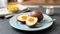 Čokoládové vajíčka s vanilkovou penou a mangovým srdiečkom – jedinečný veľkonočný dezert